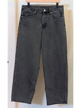 H&M Black Super Baggy Loss Fit Low Waist 90s Y2K Grunge Denim Jeans SZ 38/ US 6